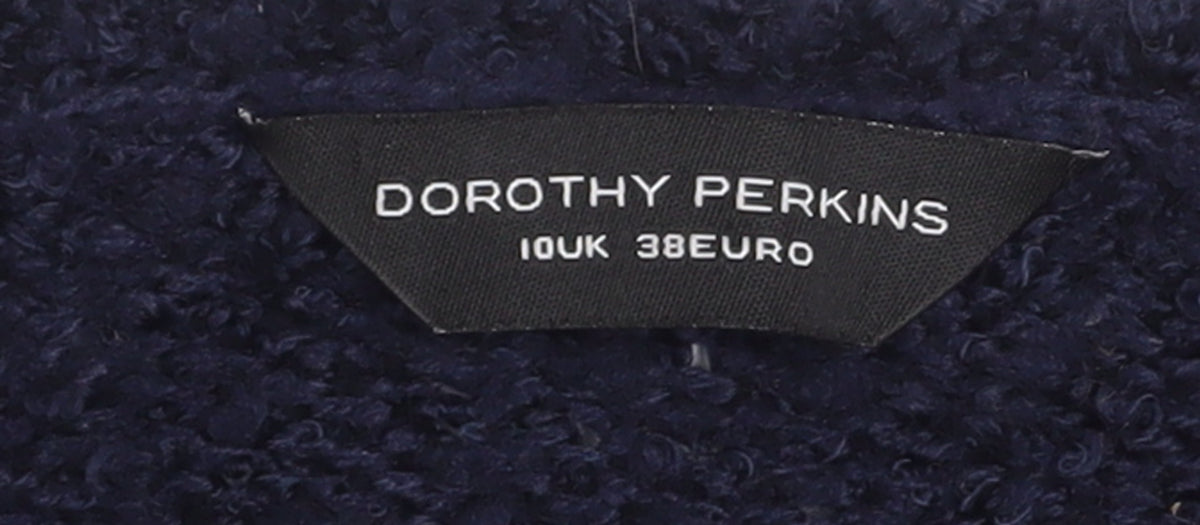 Brand and care label for Dorothy Perkins Women Blue, size 10, Full Zip Chunky Knit Cardigan