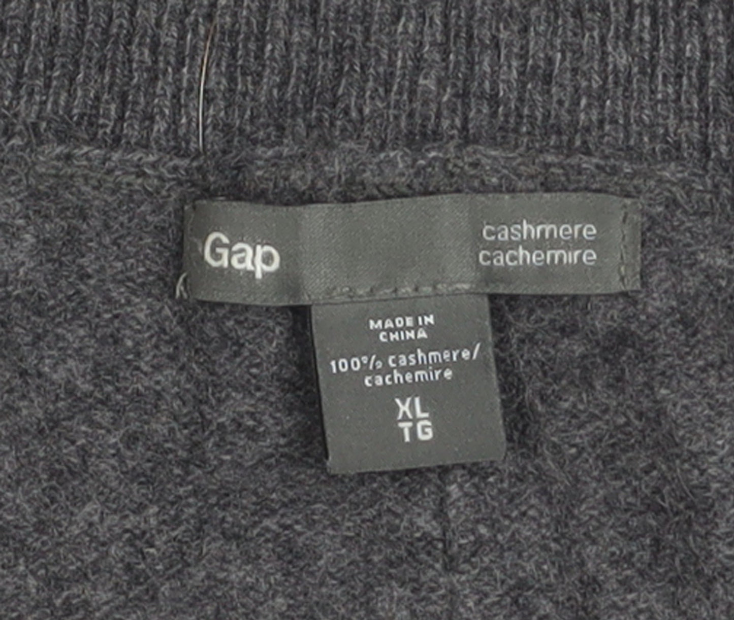 Gap Men's Grey XL Cashmere V-Neck Jumper Classic Knit
