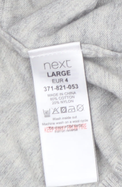 Next Men's Grey Cotton V-Neck Jumper Size L Lightweight Knit