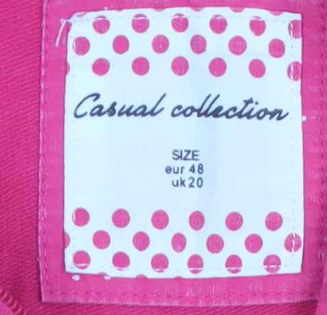 Casual Collection Women Pink Cotton Blend Zip Jacket UK 20