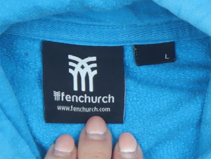 Fenchurch Men’s Blue Pullover Hoodie L Logo Cotton Sweatshirt