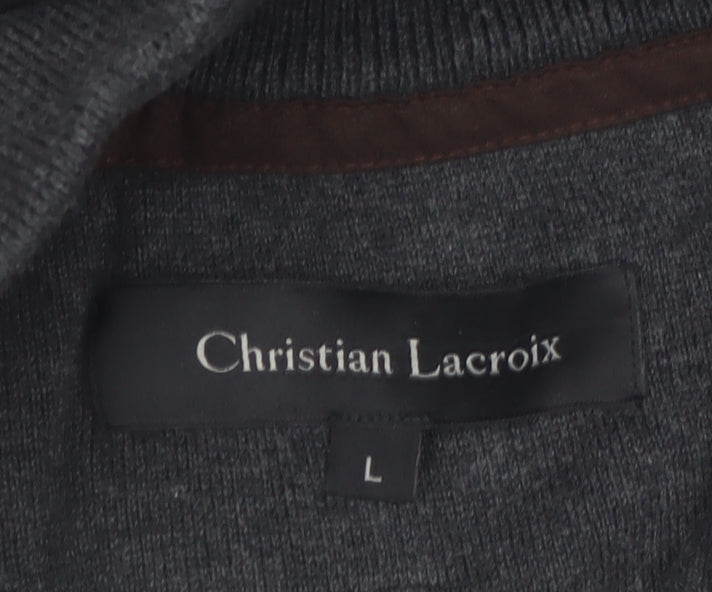 Christian Lacroix Men's Grey Cotton 1/2 Zip Jumper L