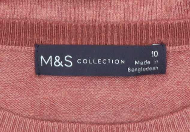 Marks & Spencer Women’s Pink Crew Neck Viscose Blend Jumper Size 10