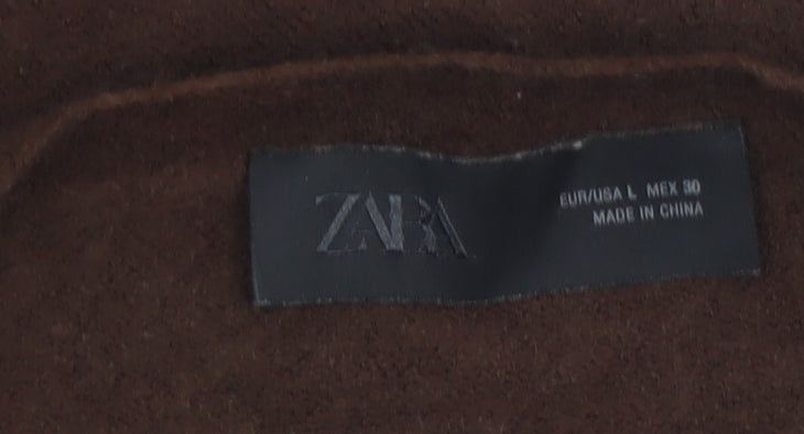 Zara Women Brown Wool Blend V-Neck Jumper Size L