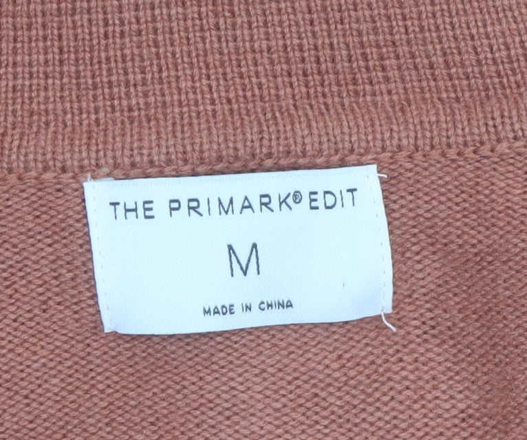 Primark Women Brown V-Neck Knit Jumper Size M Long Sleeve