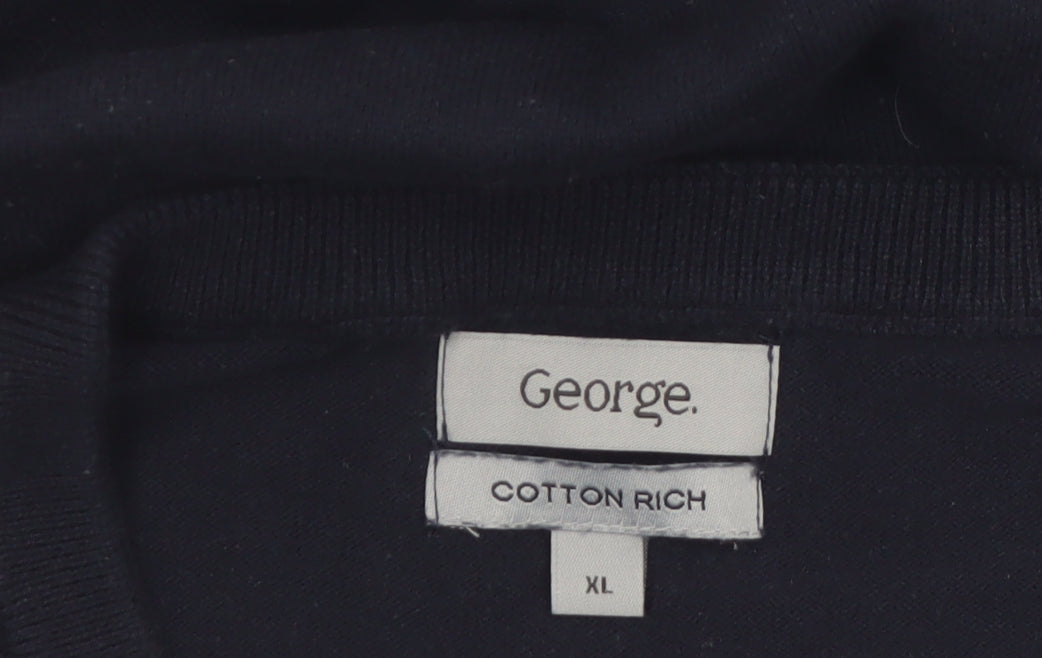 George Mens Black Cotton Rich V-Neck Pullover Jumper XL