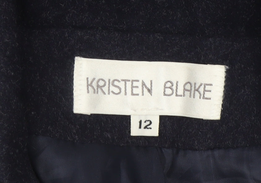 Kristen Blake Women's Blue Wool Mid-Length Overcoat Size 12