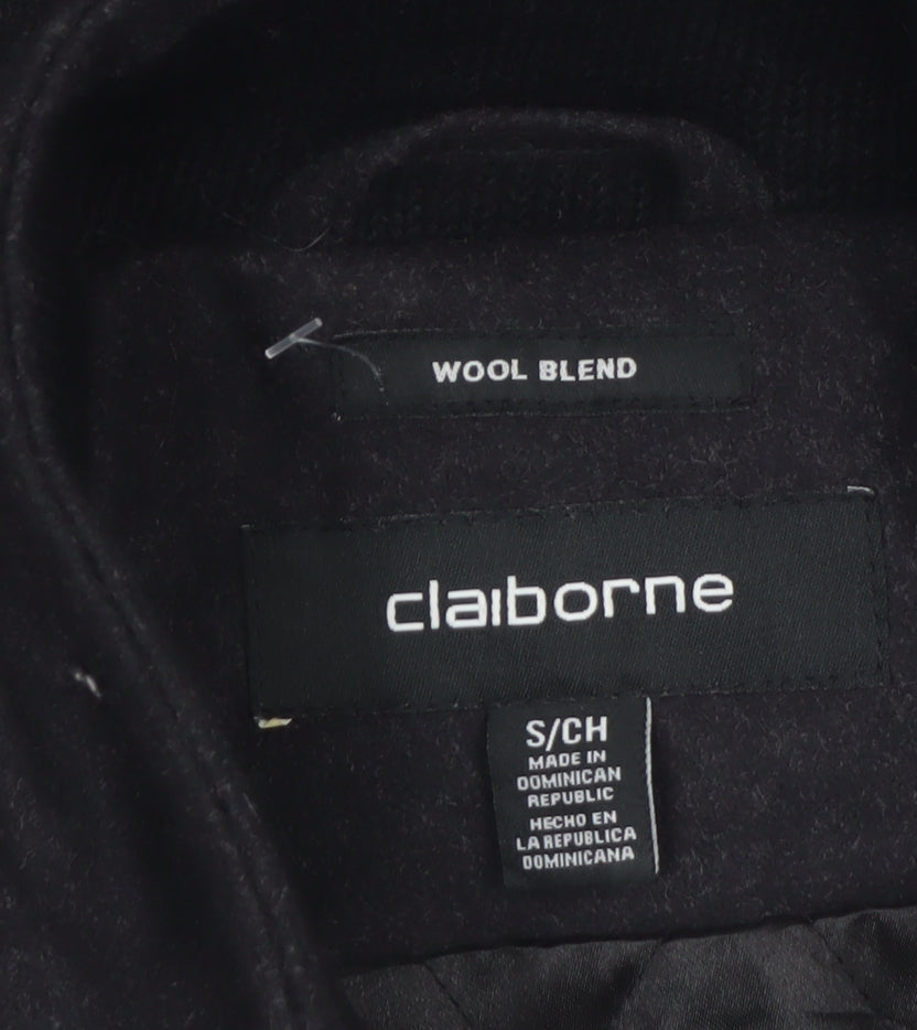 Claiborne Men's Black Wool Blend Bomber Jacket Size S