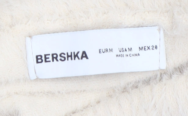 Bershka Women Ivory Cowl Neck Knit Long Sleeve Pullover Jumper M