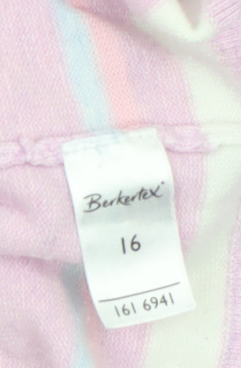 Berkertex Women’s Multicoloured Stripe Crew Neck 3/4 Sleeve Jumper Size 16