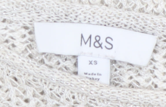 Marks & Spencer Women Beige Long Sleeve Knit Jumper XS