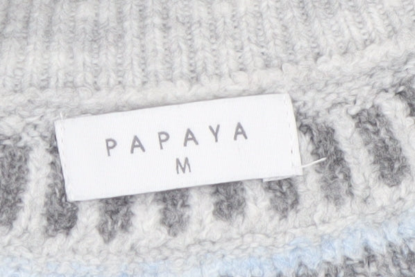 Papaya Women’s Grey Fair Isle Knit Pullover Jumper Size M