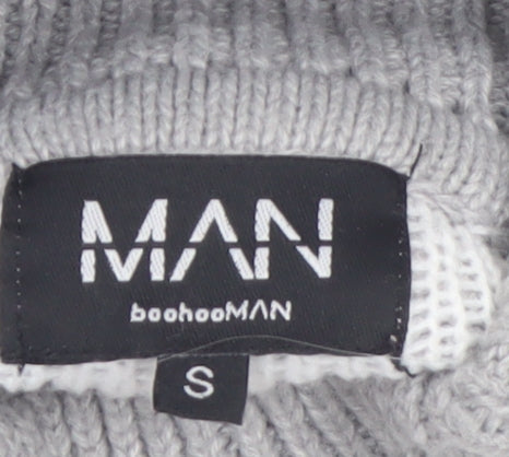 boohooMAN Men’s Grey Roll Neck Christmas Jumper Size S
