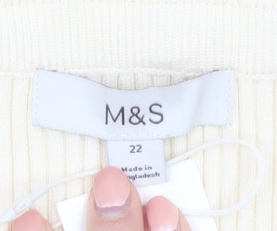 Marks and Spencer Women’s Ivory Ribbed Strapless Knit Tank Top Size 22