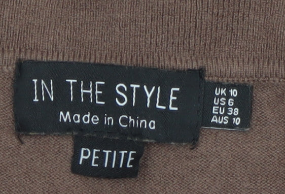 In The Style Women’s Brown Knit Petite Jumpsuit Size 10 Long Sleeve