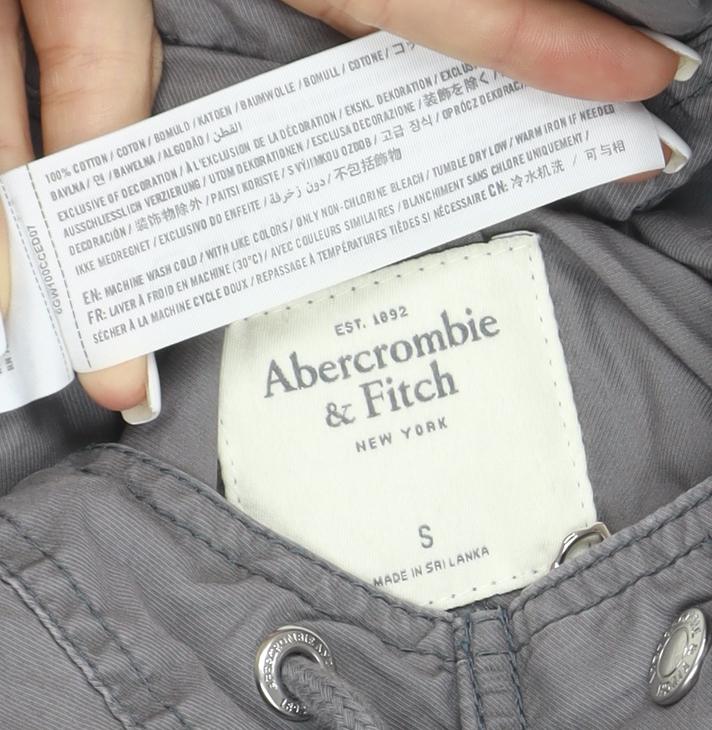 Abercrombie & Fitch Women's Grey Cotton Hooded Anorak Jacket Size S