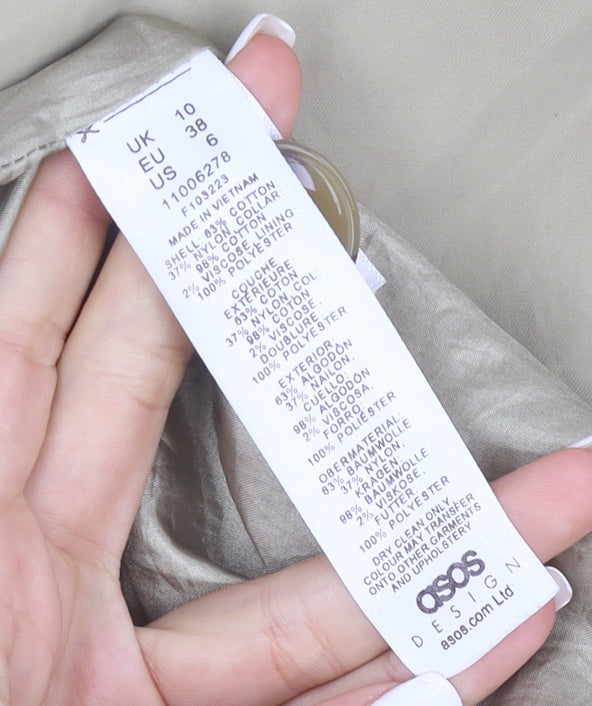 ASOS DESIGN Womens Beige Long Rain Coat UK 10 Classic Style