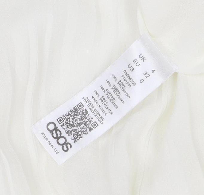 ASOS Women’s Ivory Chiffon Long Sleeve Boho Peasant Blouse Size 4