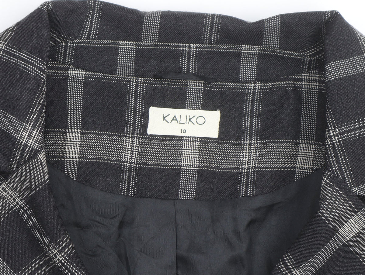 Kaliko Women Black Check Single-Breasted Blazer Size 10