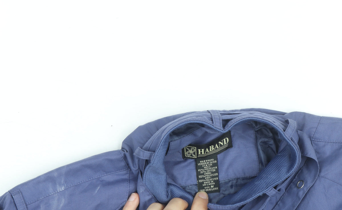 Haband Men's Blue Bomber Jacket M Polyester Cotton Casual