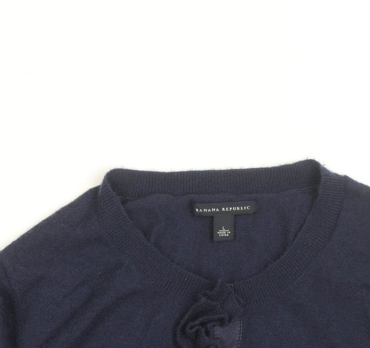 Banana Republic Women's Blue Merino Wool Cardigan L Ruffle Trim