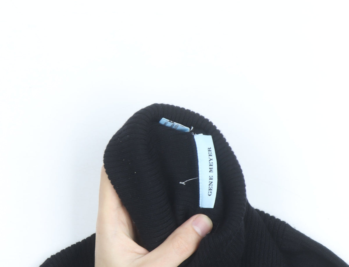 Gene Meyer Men's Black Wool Roll Neck Jumper Size L