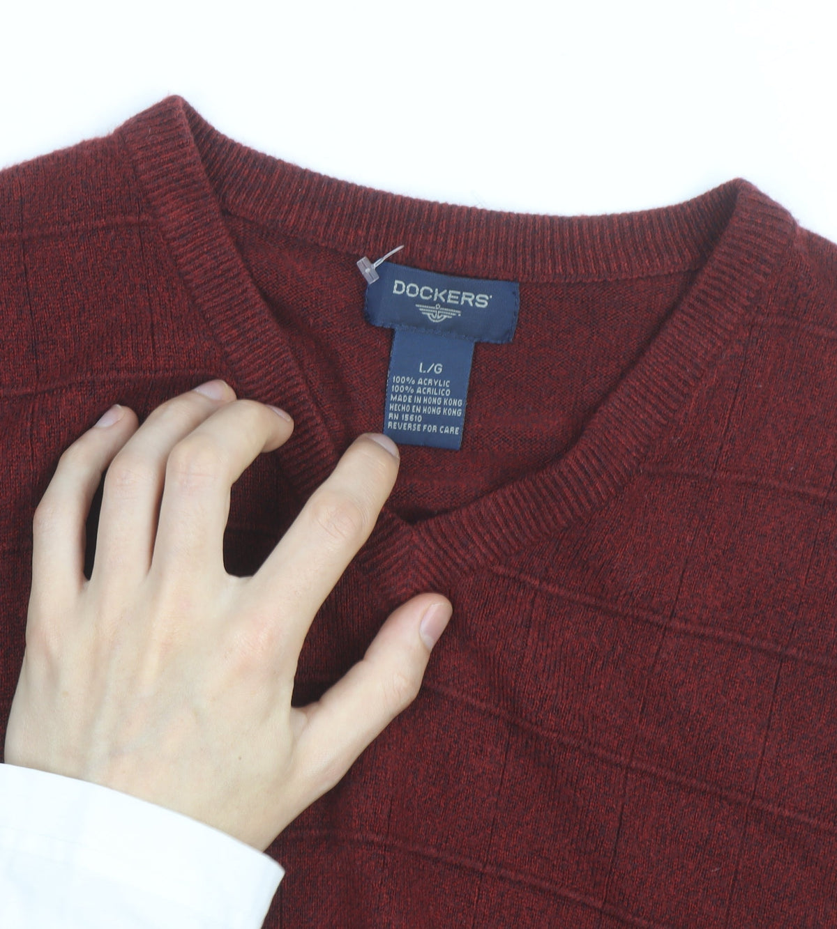 Dockers Men's Red Knit Sleeveless V-Neck Vest Jumper Size L