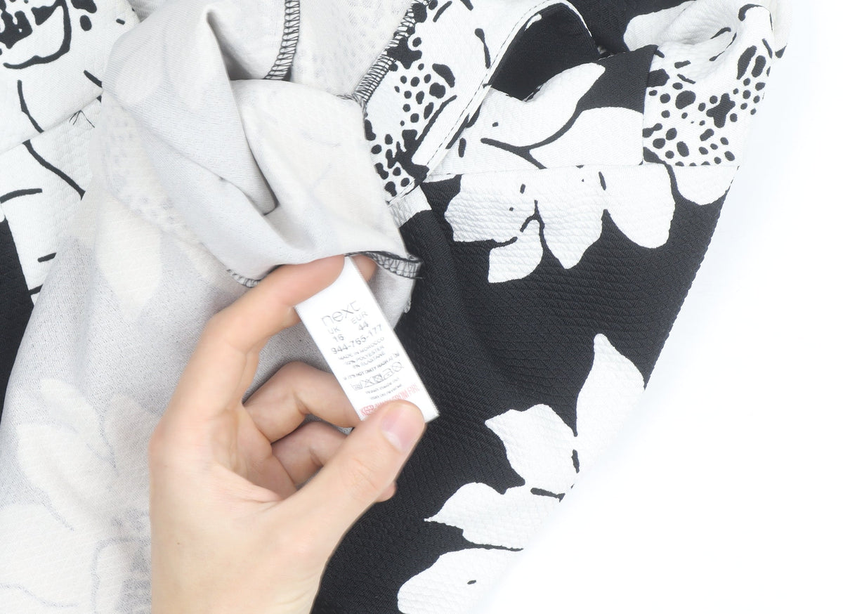 Next Women’s Black Floral 3/4 Sleeve Open Cardigan Size 16