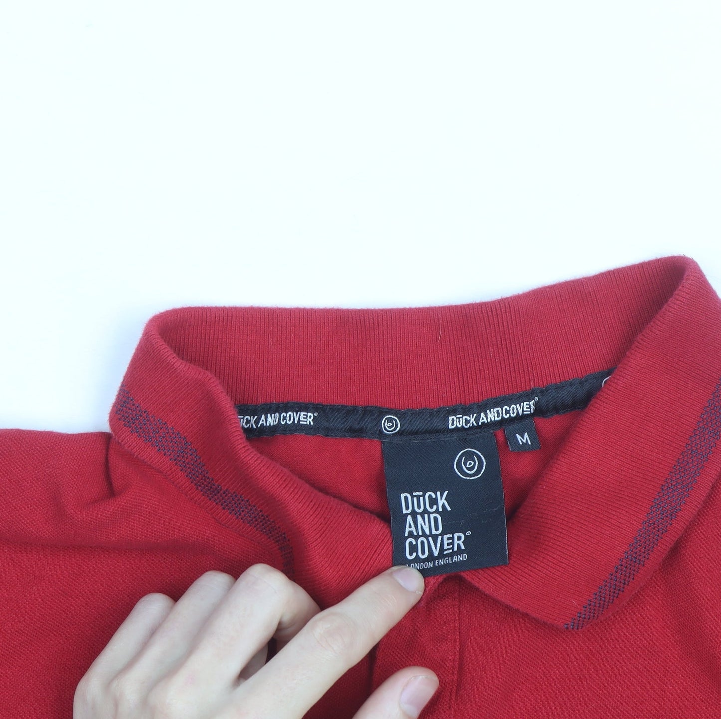 Duck and Cover Men's Red Collared Cotton Polo Shirt Size M