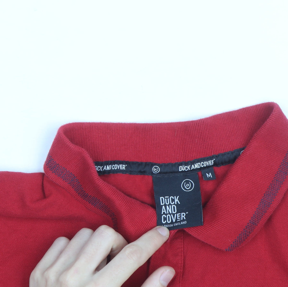 Duck and Cover Men's Red Collared Cotton Polo Shirt Size M