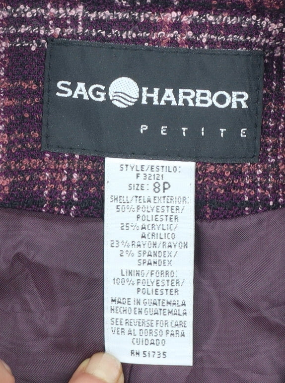 Sag Harbor Petite Purple Plaid Blazer Size 8P Classic Fit Womens Suit Jacket