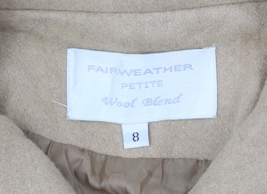 Fairweather Women’s Beige Wool Blend Long Overcoat Size 8 Petite