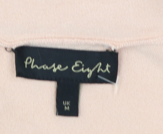 Phase Eight Women Pink V-Neck Button Cardigan M Lightweight Knit