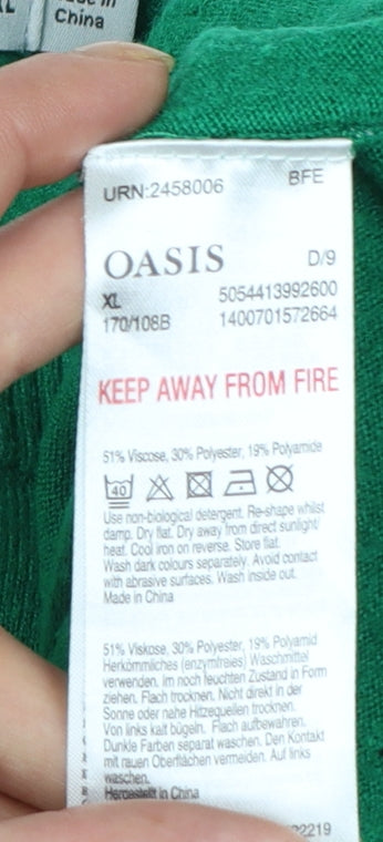 Oasis Womens Green Crew Neck Knit Jumper XL