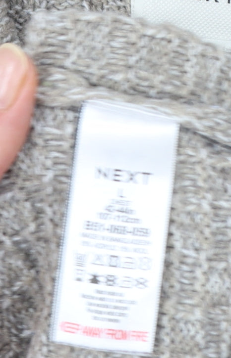 Next Men’s Beige Wool Blend Crew Neck Knit Jumper Size L