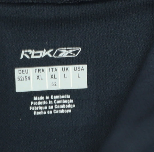 Reebok Mens Black L Pullover Hoodie Logo Graphic Sportswear