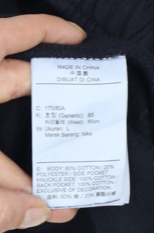 Nike Men's Black Jogger Trousers L Regular Fit Cotton Blend