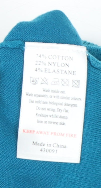 Monsoon Women Blue V-Neck Long Sleeve Cardigan Size 16