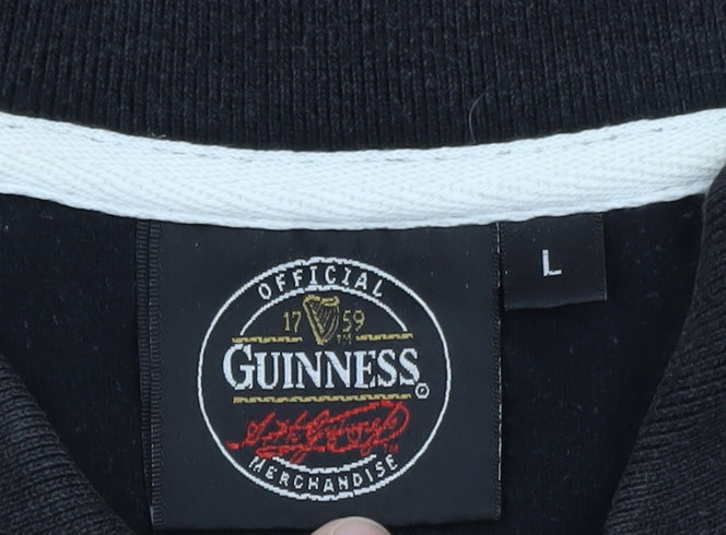 Guinness Men's Black Embroidered Toucan Polo Shirt Size L