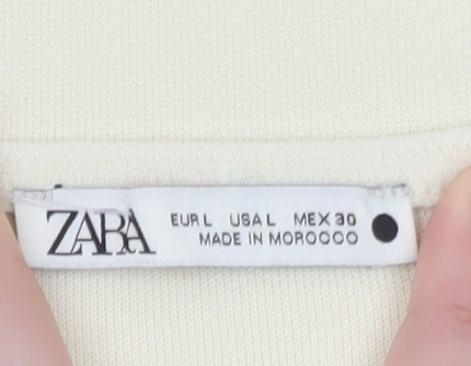 Zara Women Ivory Halter Camisole Stretch Jersey Tank Top Size L