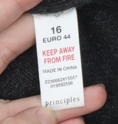 Principles Women’s Grey Wool Blend Mock Neck Jumper Size 16