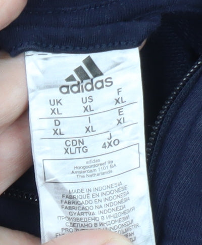 Adidas Men's Blue XL Full Zip Fleece Hoodie