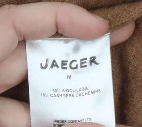 Jaeger Women Brown Wool Cashmere Long Sleeve Open Cardigan M