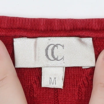 Country Casuals Women's Red Cable Knit Cotton Pullover Jumper Size M