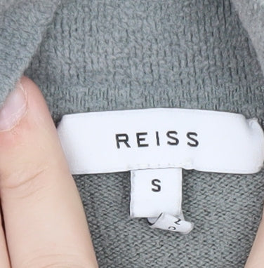Reiss Men's Grey 1/4 Zip Short Sleeve Knit Polo Shirt Size S
