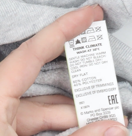 Marks & Spencer Women's Grey Size 12 Cotton Blend Pullover Sweatshirt