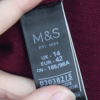 Marks & Spencer Women’s Red Roll Neck Ribbed Jumper Size 14