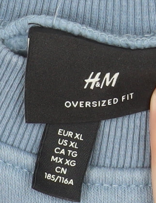 H&M Mens Blue XL Oversized Fit Crew Neck Sweatshirt