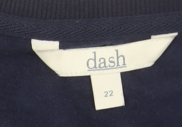 Dash Women Navy Blue Rhinestone Logo Pullover Sweatshirt Size 22