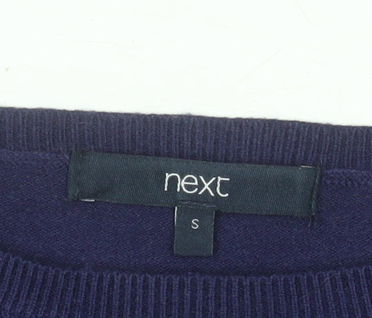 Next Womens Blue Heart Stripe Crew Neck Knit Jumper Size S